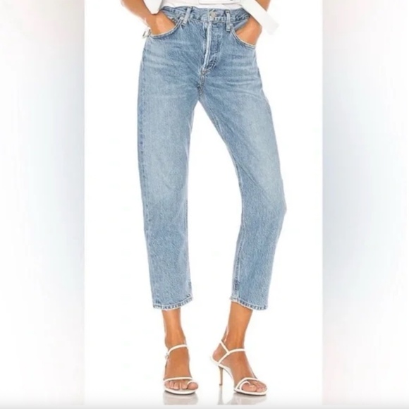 Agolde Parker Easy Fit Straight Leg Crop Ankle Jeans in Blur - Picture 1 of 7
